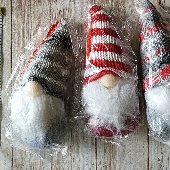 Set of Four Christmas Gnome Plush Ornaments - Picture 4 of 4
